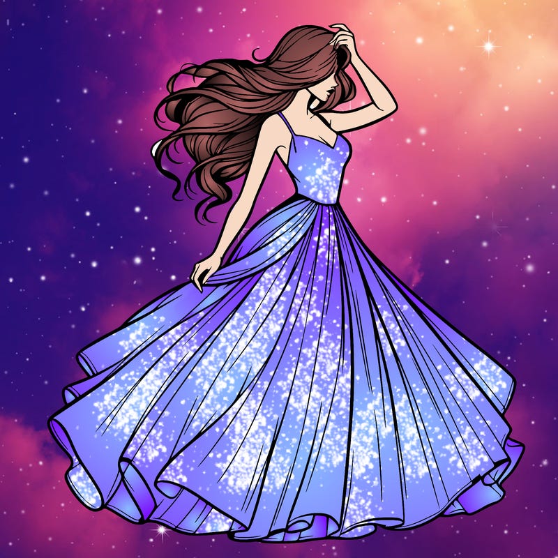 realistic woman with dress flowing in the wind