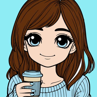 realistic girl holding up a cup of coffee