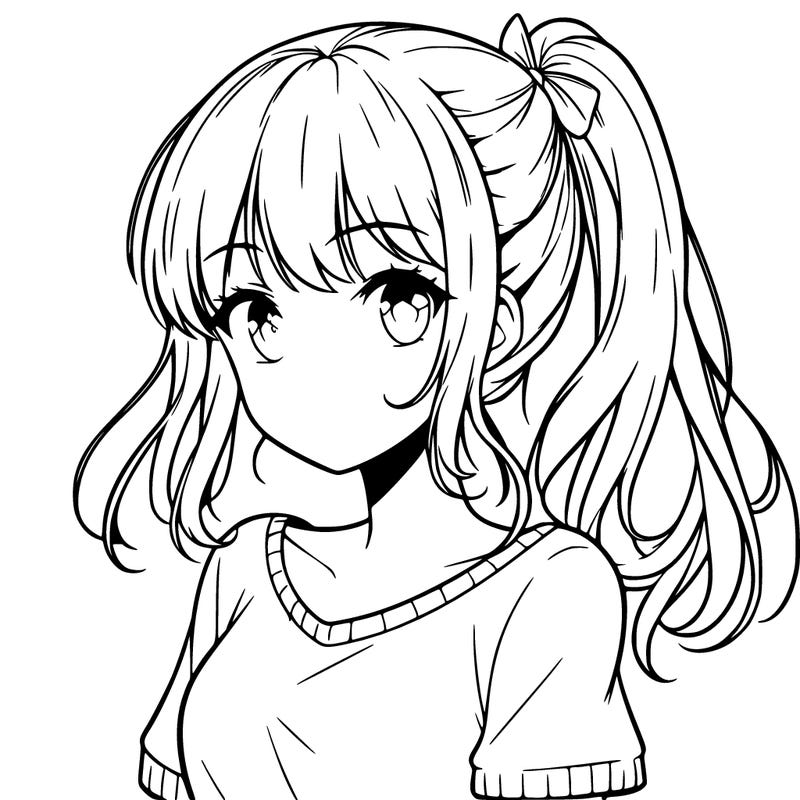 beautiful anime girl with a ponytail