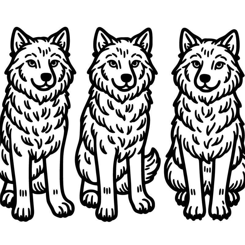 three identical wolves