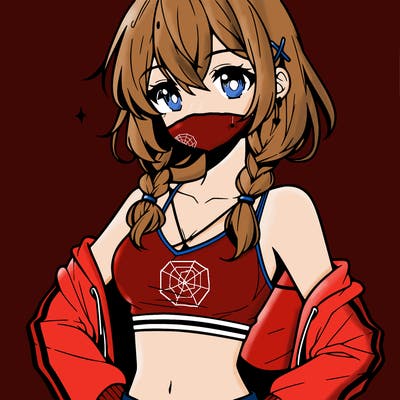 anime girl wearing crop top