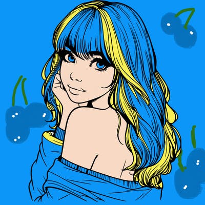 realistic girl with bangs looking over her shoulder