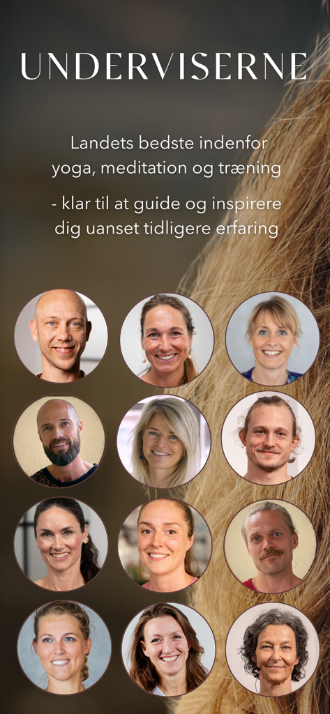 Yogavivo - Una colección de retratos que muestran instructores daneses de yoga y meditación de la aplicación Yogavivo