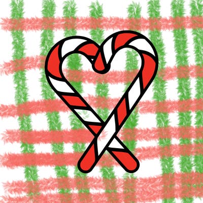 two candy canes making a heart shape