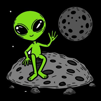 space alien on the moon