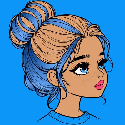 realistic girl with bun