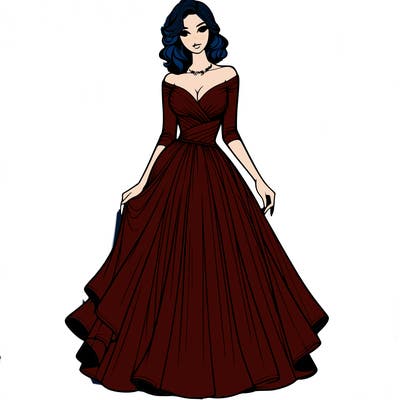 realistic woman in a beautiful dress