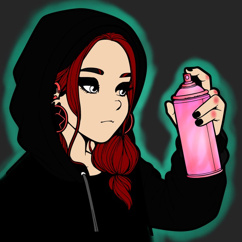 a realistic girl, spray painting