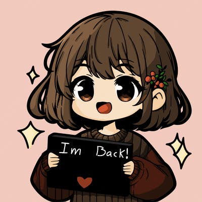 cute anime girl holding up a sign