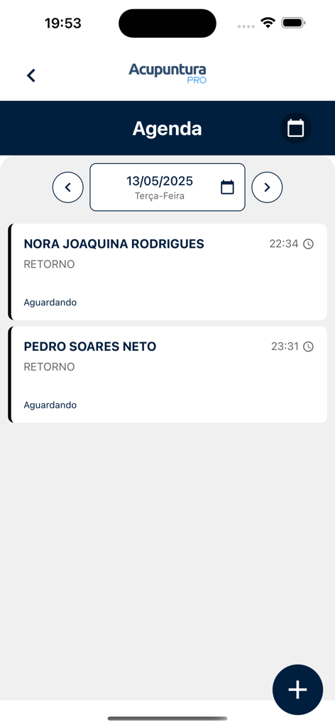 Acupuntura Pro - La aplicación Acupuntura Pro muestra la agenda diaria de citas para los practicantes