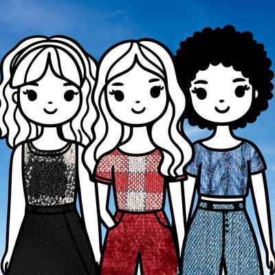 three girls one curly hair