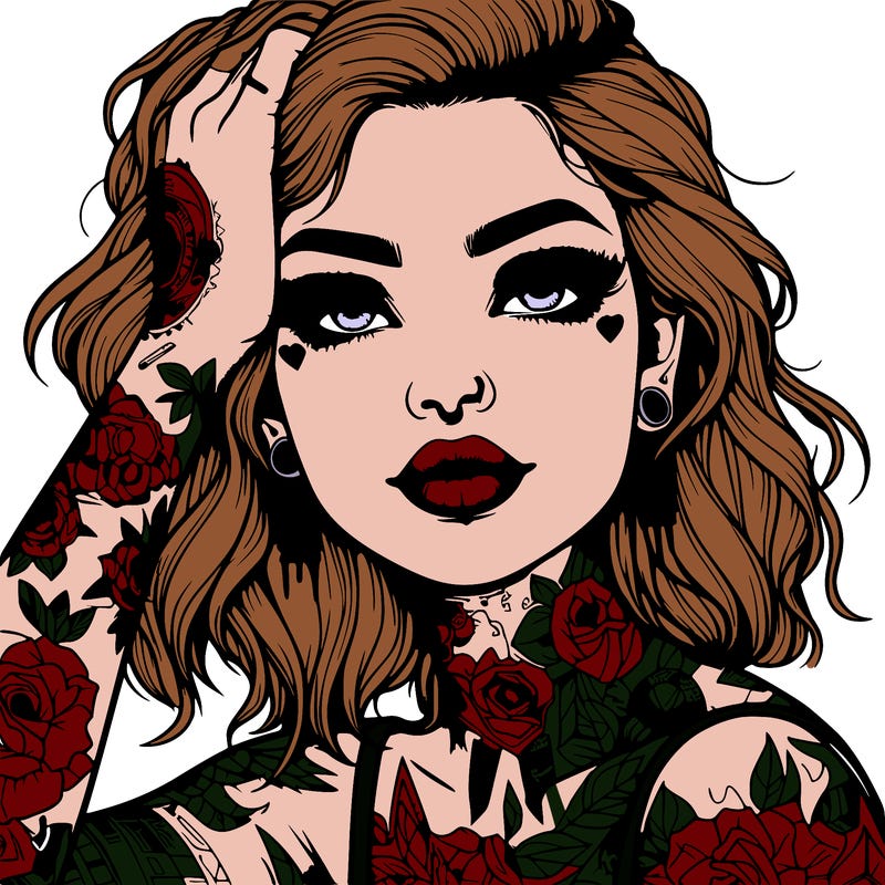 realistic girl with tattoos all over