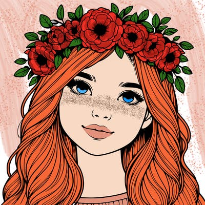 realistic girl with flower crown