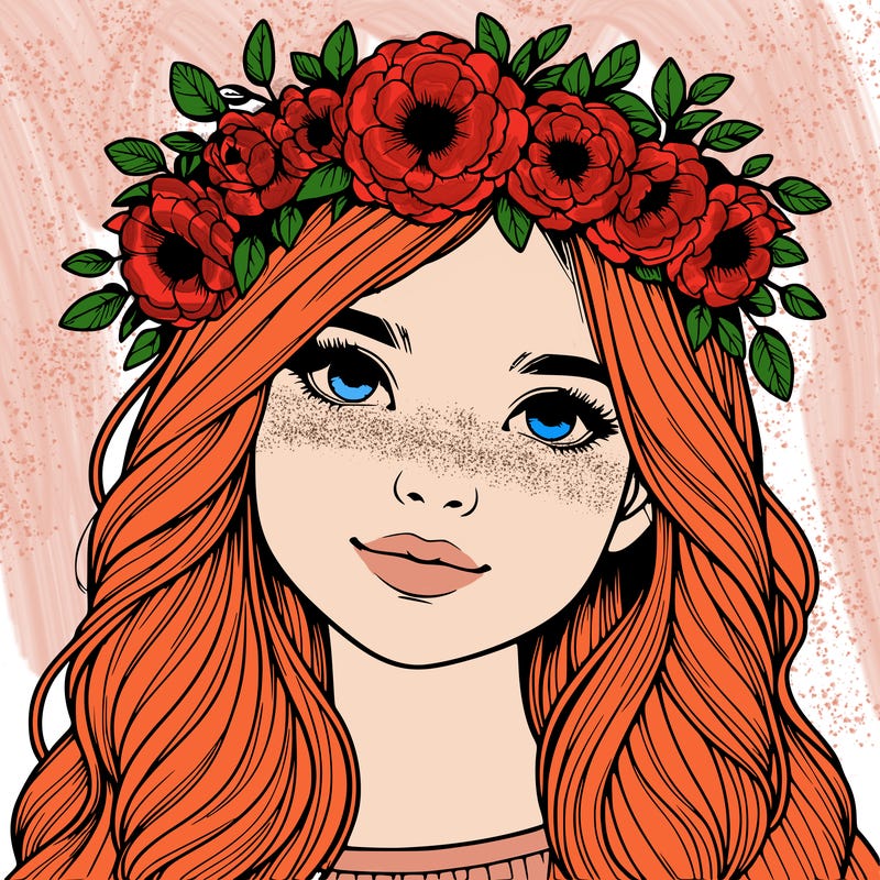 realistic girl with flower crown