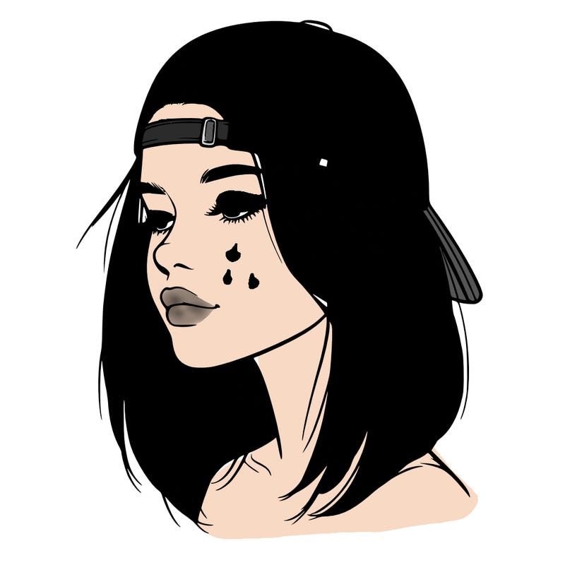 realistic  girl with a backwards hat