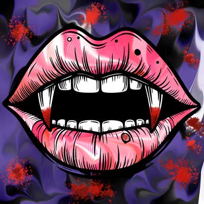lips with vampire teeth