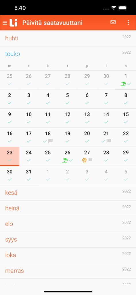 Linkity Pro - Linkity Pro mobile ERP app availability calendar for reporting worker hours and absences