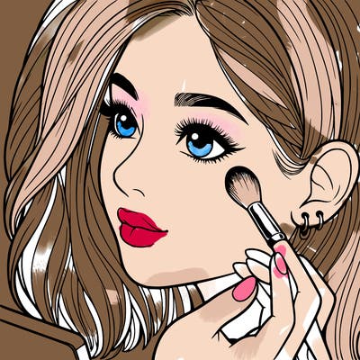 a realistic girl doing her makeup