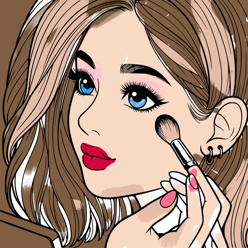 a realistic girl doing her makeup