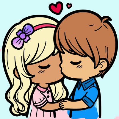 girl kissing a boy