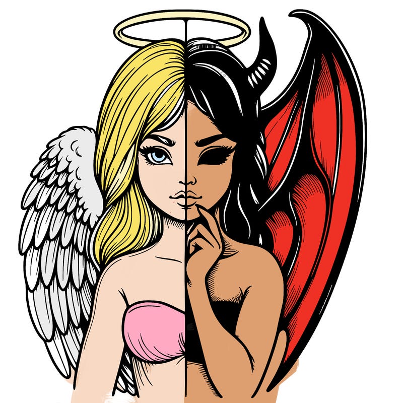 realistic angel half demon