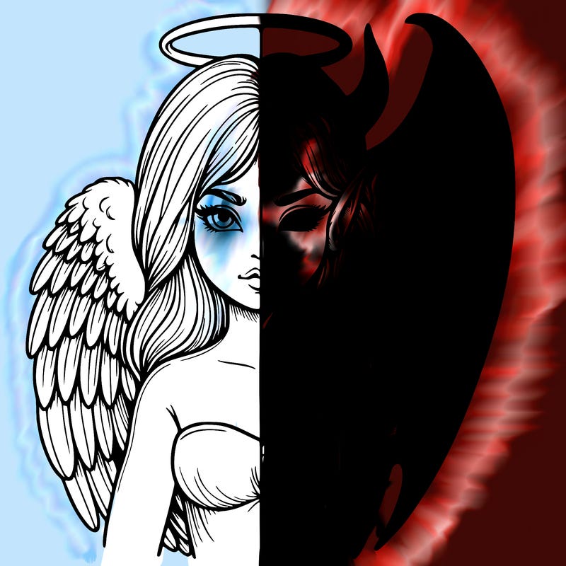 realistic angel half demon