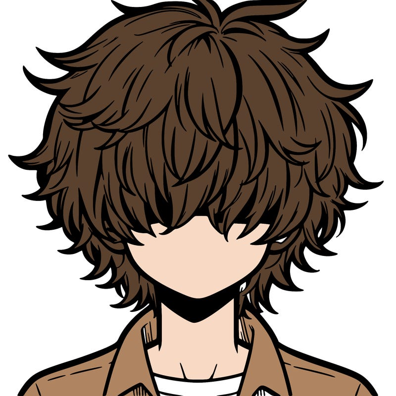 manga boy fluffy hair covering his eyes