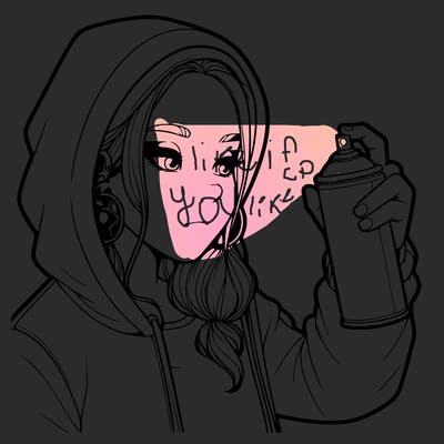 a realistic girl, spray painting