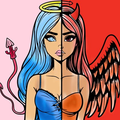 devil vs angel realistic girl