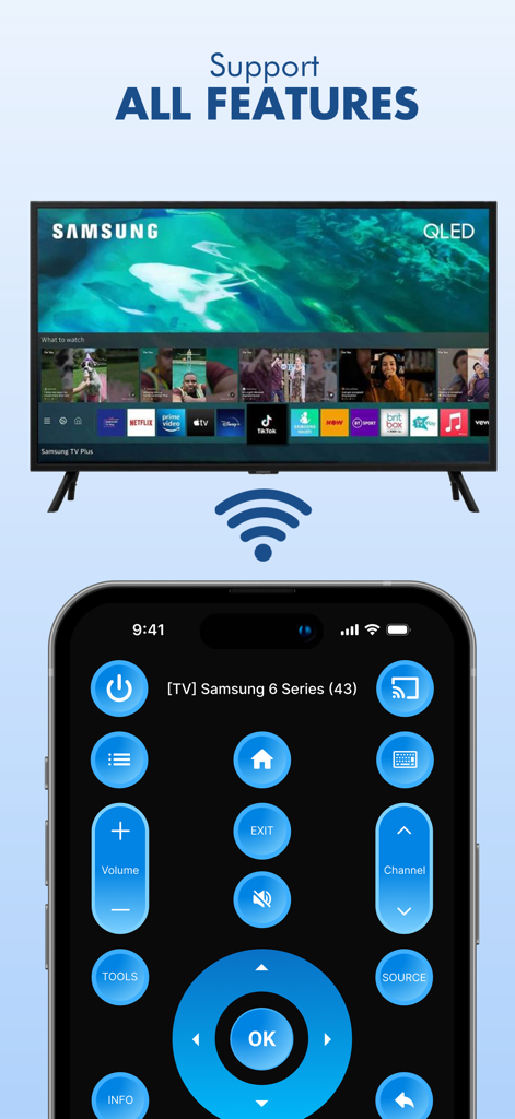 Smart TV Remote: Sam TV Things - Interface de télécommande virtuelle sur un iPhone pour une TV Samsung Smart TV