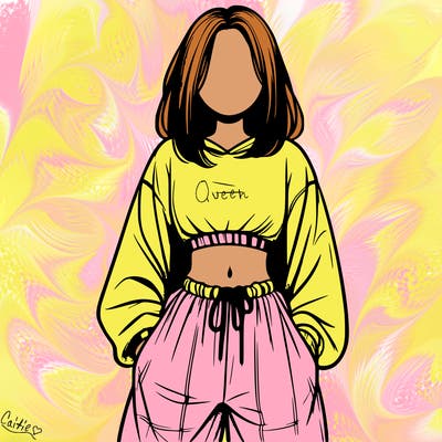 realistic girl faceless with baggy pants and a crop top