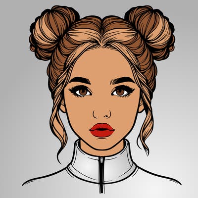 realistic woman that has space buns