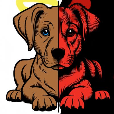 realistic dog split picture