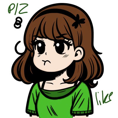 girl with sour in her mouth drawing