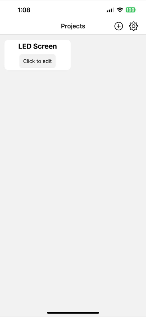 AV Realm - AV Realmアプリケーションのプロジェクト管理画面。LEDスクリーンプロジェクトが表示されています。