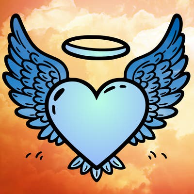 a heart with angel wings