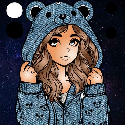 realistic girl in a animal pjs hoodie