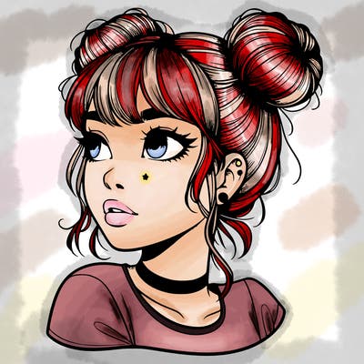 realistic girl with spacebuns