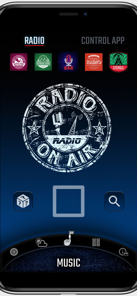 Digital Cockpit - CARID - Digital Cockpit app internet radio screen showing station presets and playback controls