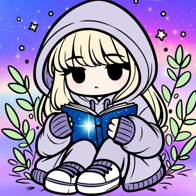 girl in oversized hoodie reading a book