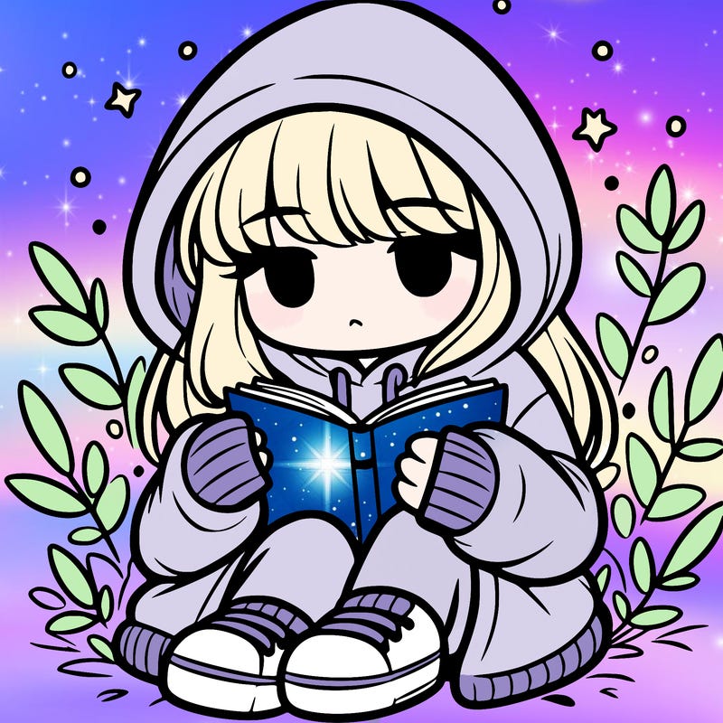 girl in oversized hoodie reading a book