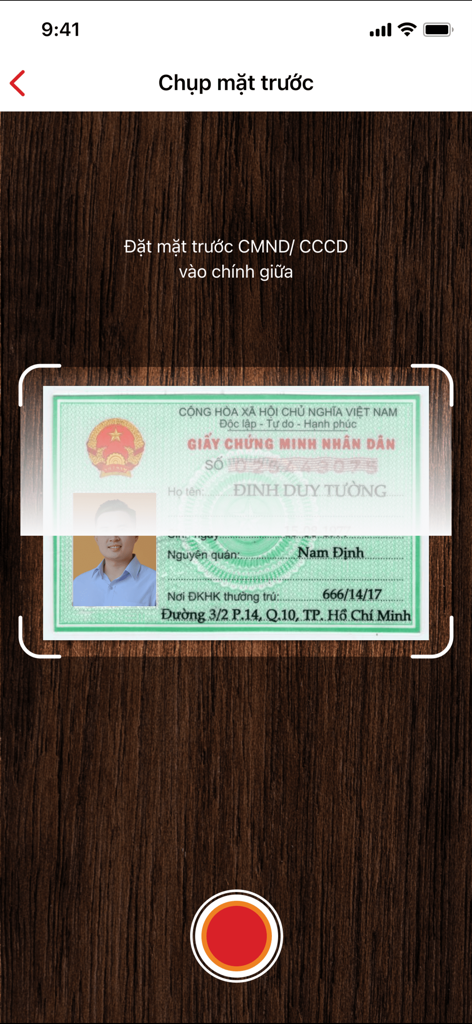 HD Saison - Vietnamese ID card scanning process in HD Saison app