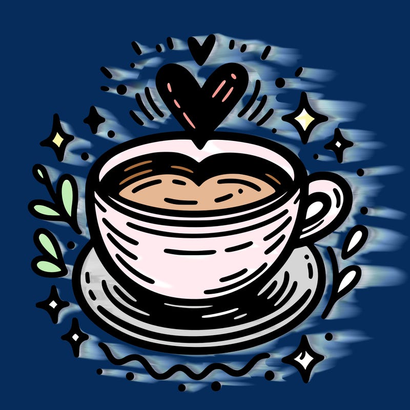 cup of coffee  with a heart around it
