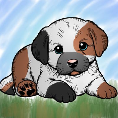 a cute realistic puppy