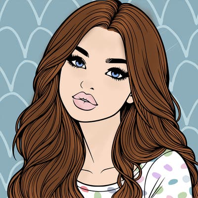 realistic girl with hair on her hair and lips