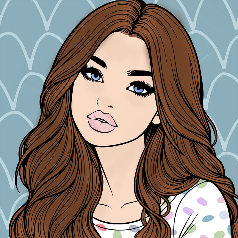 realistic girl with hair on her hair and lips