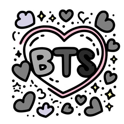 the letters “bts” inside a heart surrounded by hearts
