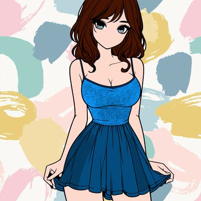 realistic girl in short dress