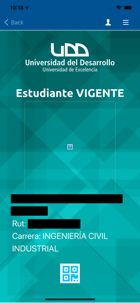 Mi UDD - Tessera di identificazione digitale dello studente con codice QR nell'applicazione mobile Mi UDD.