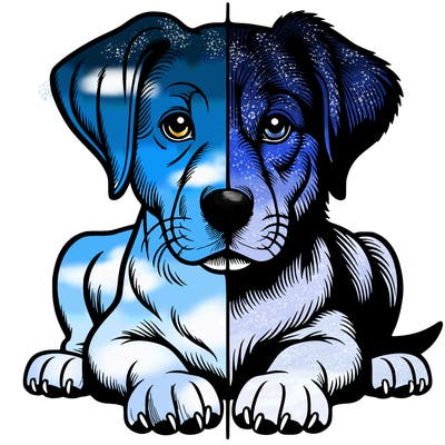 realistic dog split picture